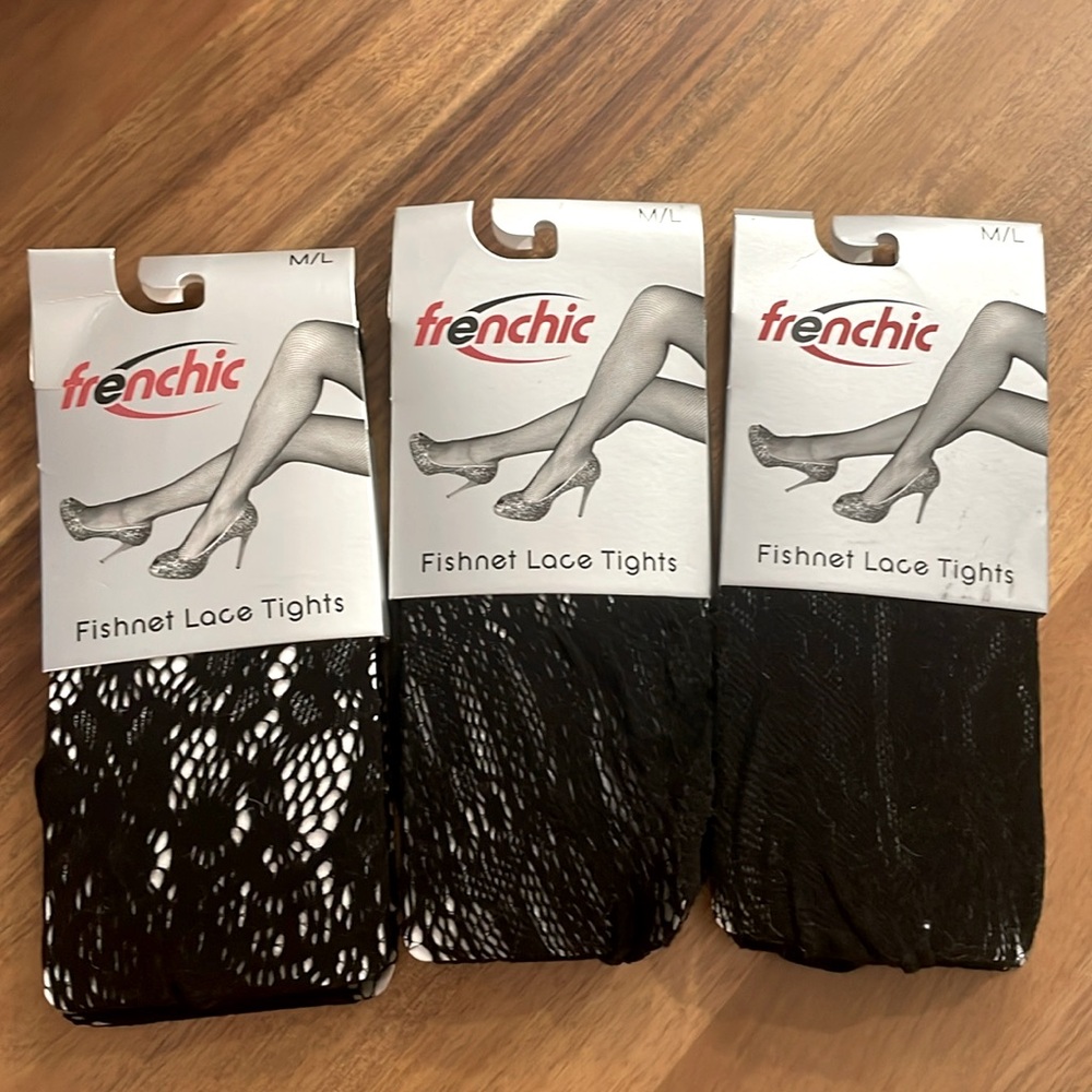New - 3 pairs of fishnet lace tights - size M/L